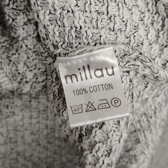 Millau 100% Cotton Cable Knit Sweater Small Relaxed Fit Marled White Pullover - Picture 7 of 8